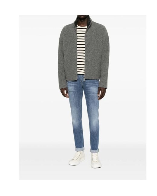 Dondup Gray Stand-Collar Zip-Up Casual Jacket for men