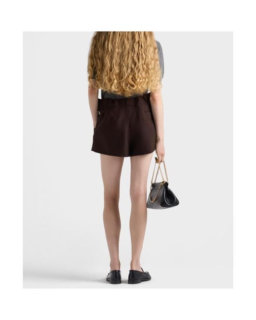 Prada Brown Chevron Pleated Shorts