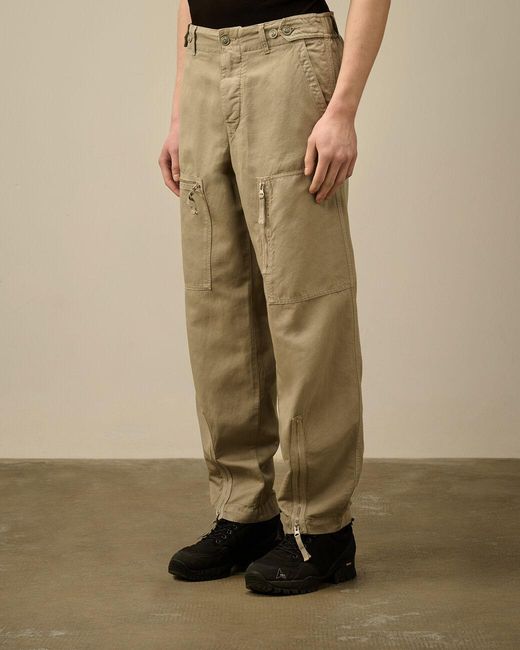 C P Company Natural Drawstring Hem Cargo Trousers for men