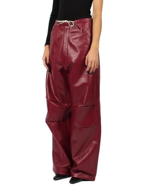 DARKPARK Red Daisy Plonge Nappa Leather Military Trousers