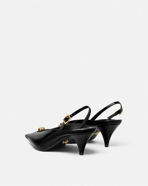 Versace Black Medusa-Head Pointed-Toe Mules