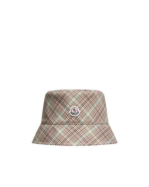 Moncler White Checked Bucket Hat