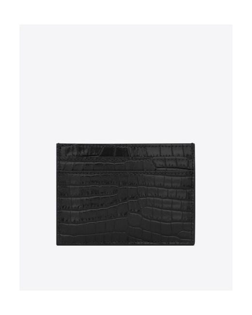 Saint Laurent Black Cassandre Logo Plaque Card Case
