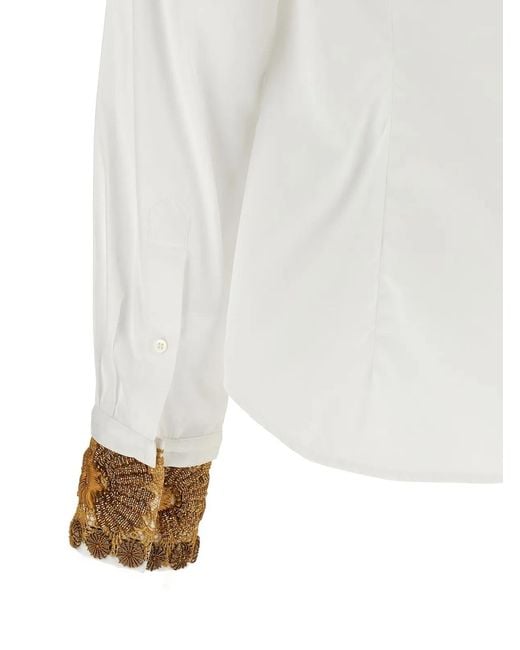 Dries Van Noten White Embroidered Cotton Poplin Shirt