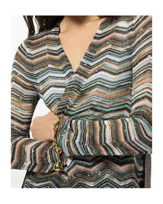 Missoni Gray Zigzag-Knit Sequin-Embellished Cardigan