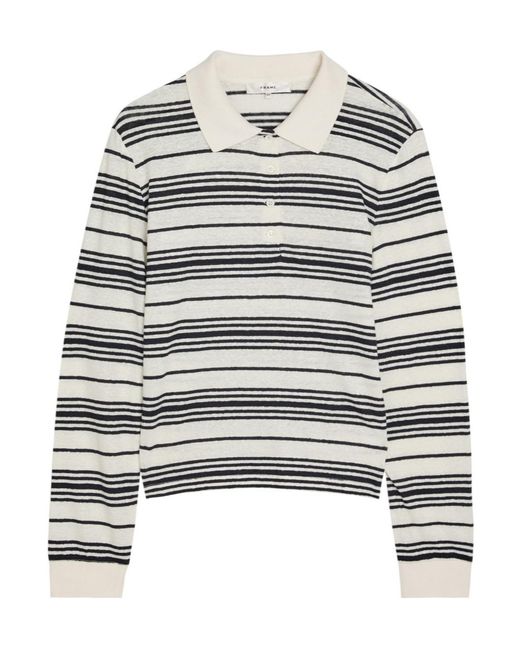 FRAME White Stripe Polo Shirt