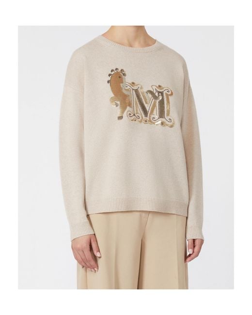 Max Mara White Mxmterra Oversized Jumper