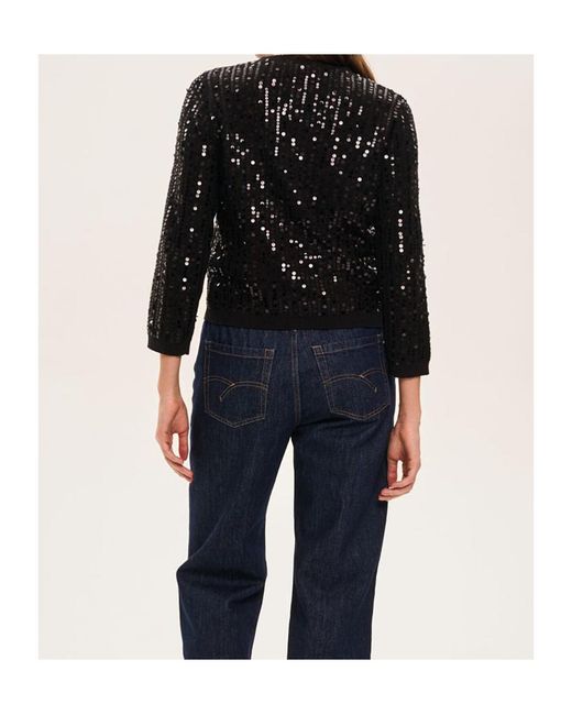 Marella Black Collarless Short Cardigan