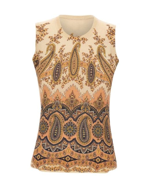 Etro Natural Crew Neck Knitted Vest