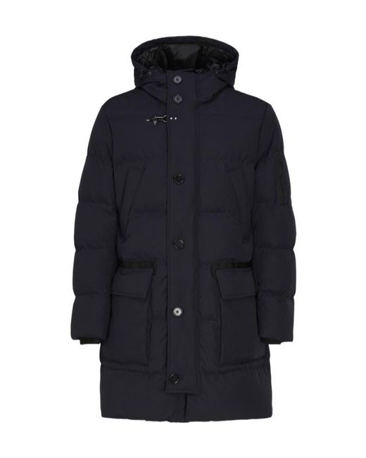 Fay Blue Quilted Parka Coat for men