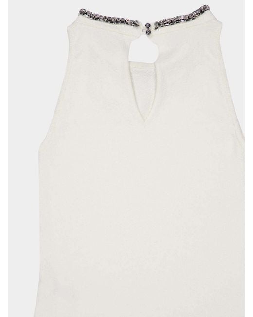 Rabanne White Rabanne Embellished Sleeveless Knitted Top