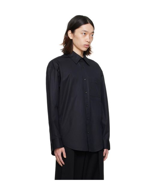 Wooyoungmi Black Point-Neck Long-Sleeved Shirt for men