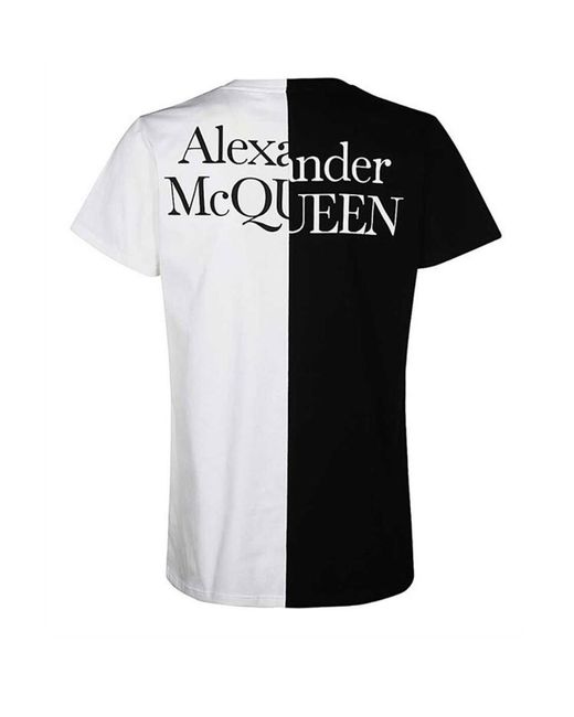 McQueen White Logo Round Collar Short-Sleeved T-Shirt