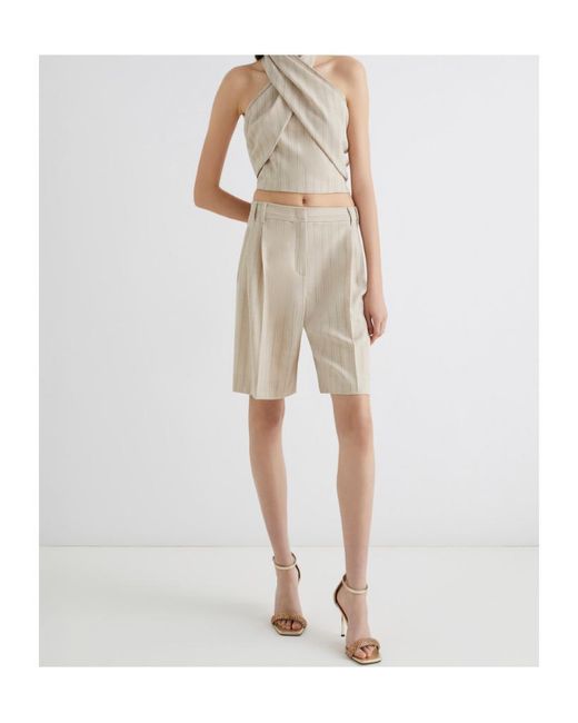 Marella Natural Stretch Canvas Bermuda Shorts