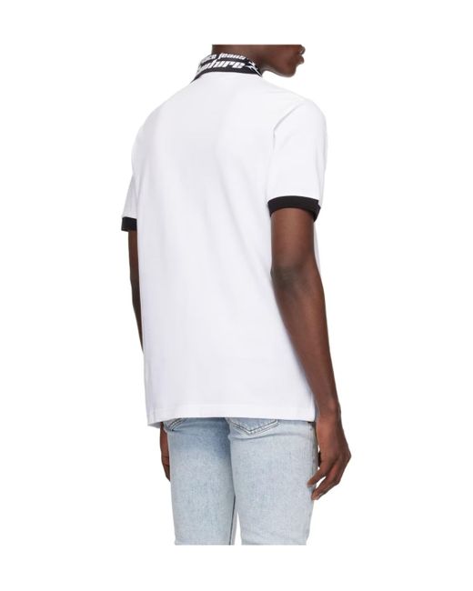 Versace Jeans White Printed Short-Sleeved Polo Shirt for men