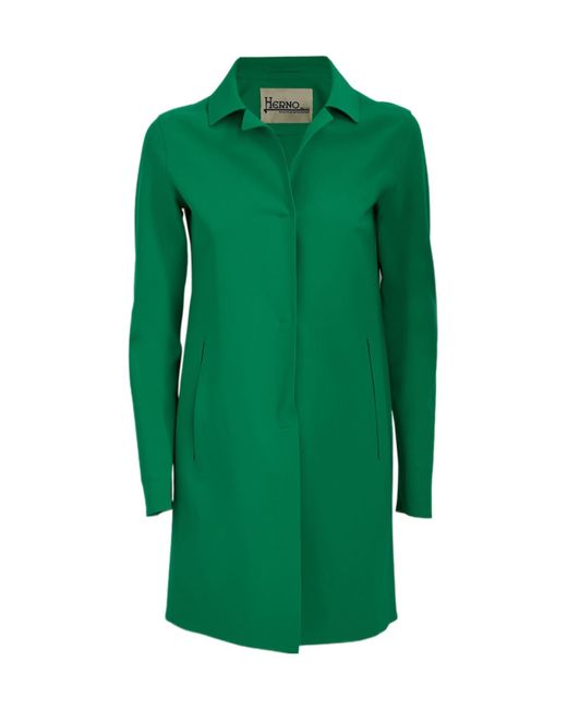 Herno Green Lapel Long Sleeve Coat