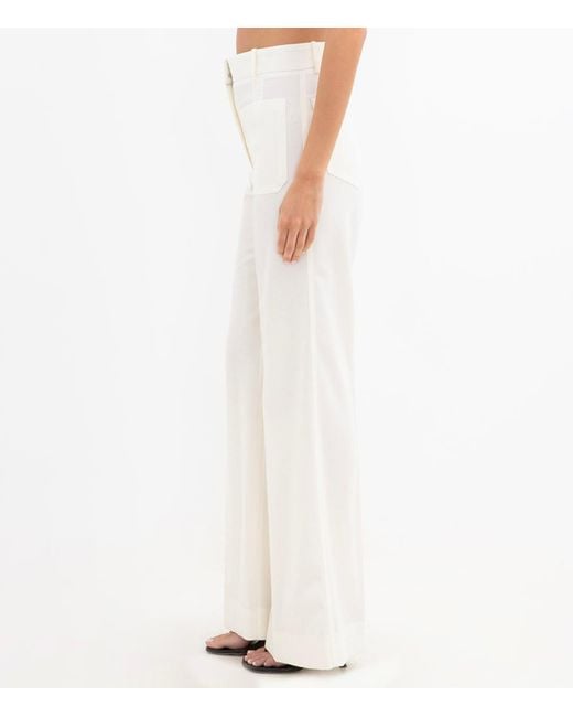 Victoria Beckham White Alina Patch-Pocket Wool Trousers