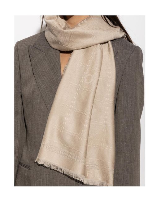 Ferragamo Natural Fringed Scarf