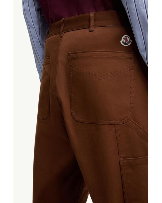 Moncler Brown Logo Patch Straight-Leg Trousers for men