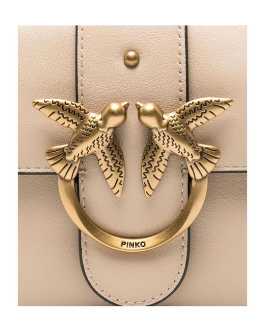 Pinko Natural Mini Love Birds-Detail Shoulder Bag
