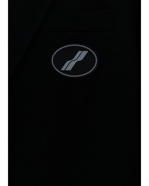 we11done Black Logo-Patch Long Sleeved Oversized Blazer for men