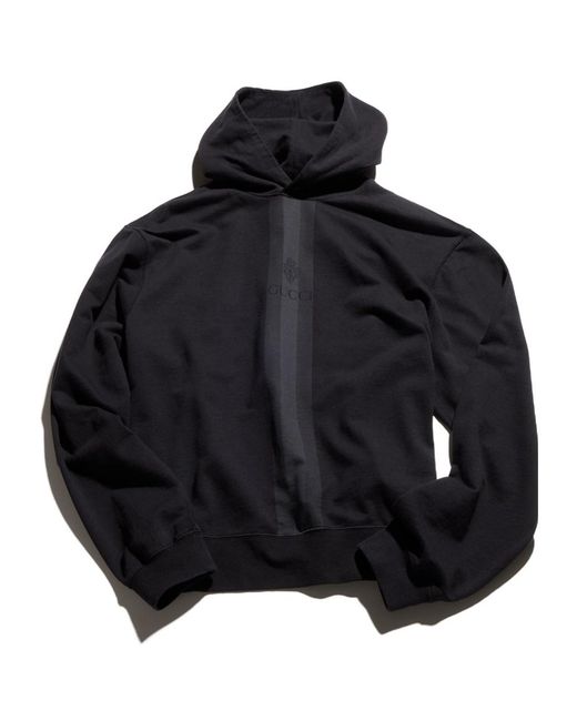 Gucci Black Hooded Sweatshirt With Muted Web for men