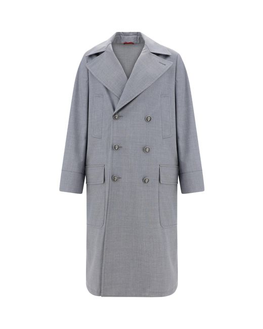 Brunello Cucinelli Gray Double-Breasted Coat for men