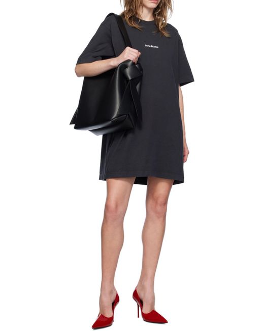 Acne Black Logo Detailed Midi Shoulder Bag