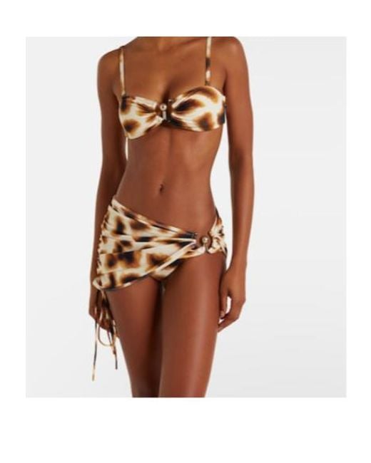 Christopher Esber Natural Orbit Ruched Animal-Print Bikini Bottoms