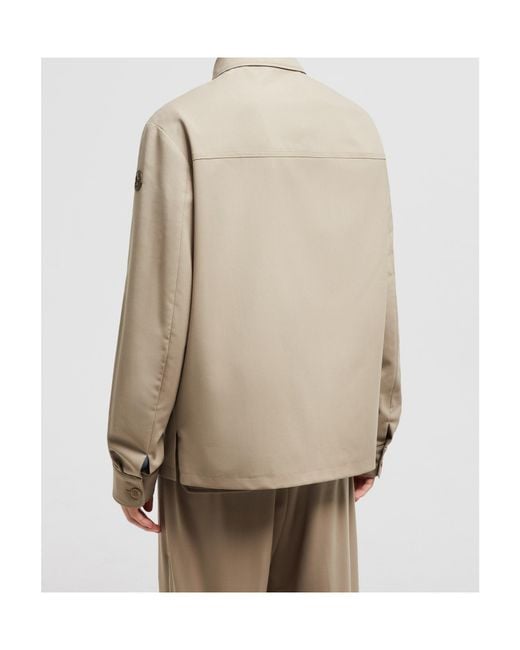 Moncler Natural Wool Gabardine Long Sleeve Shirt for men