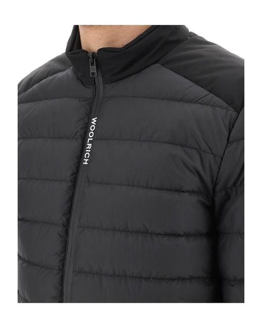 Woolrich Black Quilted Zipped Down Jacket for men