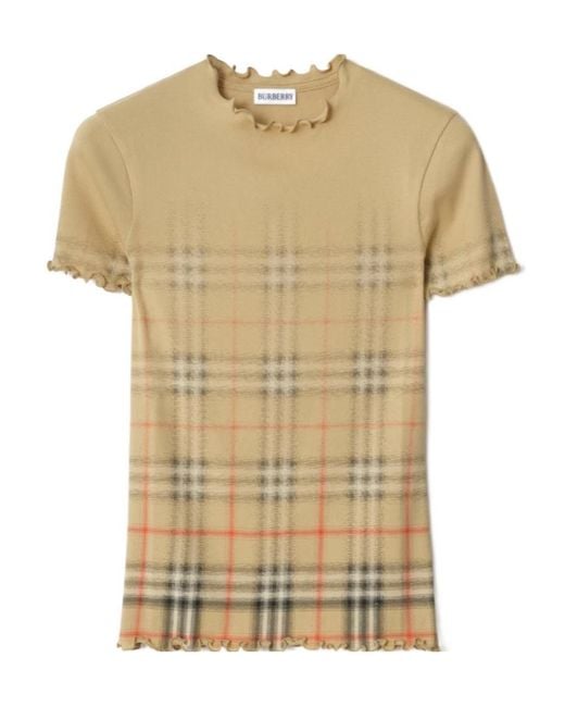 Burberry White Gradient Check Stretch Top