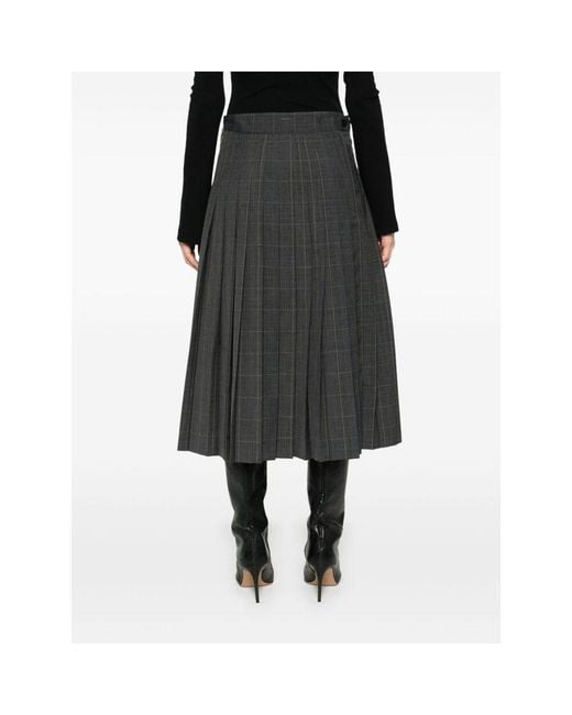 Balenciaga Gray Panelled Pleated Skirt