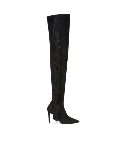Stuart Weitzman Black Ultrastuart Fringe 100Mm Boots