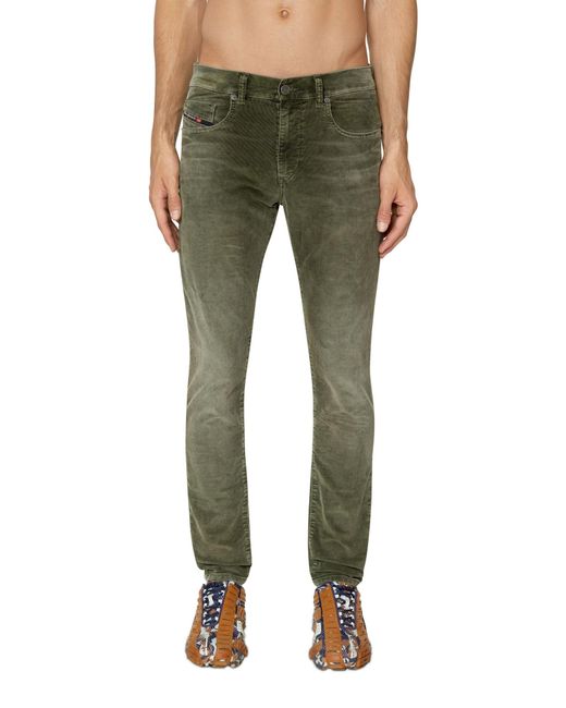 DIESEL Green Slim Ribbed Pants for men