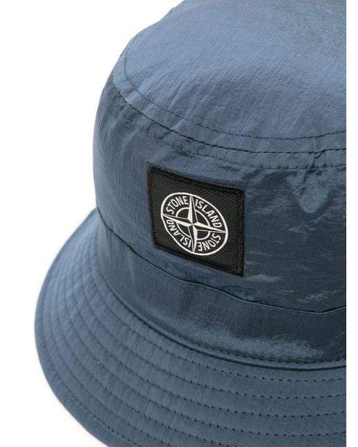 Stone Island Blue Logo Patch Bucket Hat for men