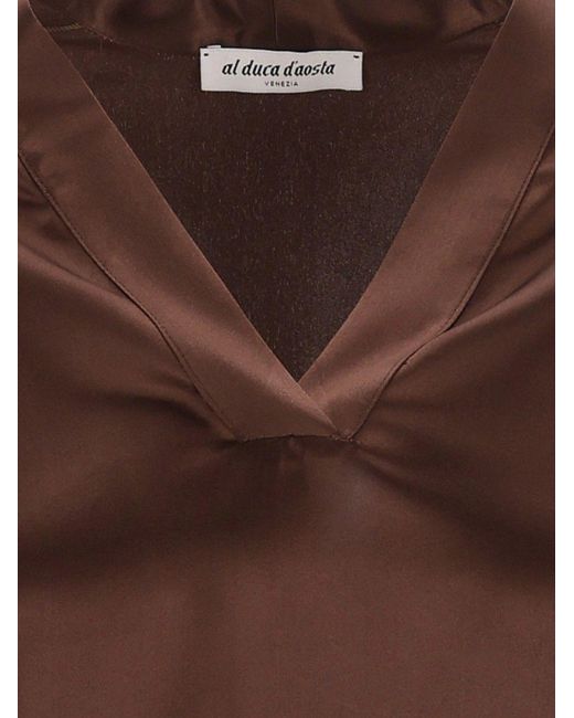 Al Duca D'aosta Brown Long-Sleeve V-Neck Top