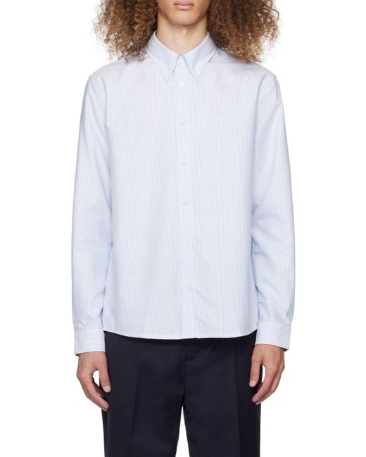 A.P.C. White Pinstriped Curved Hem Shirt for men