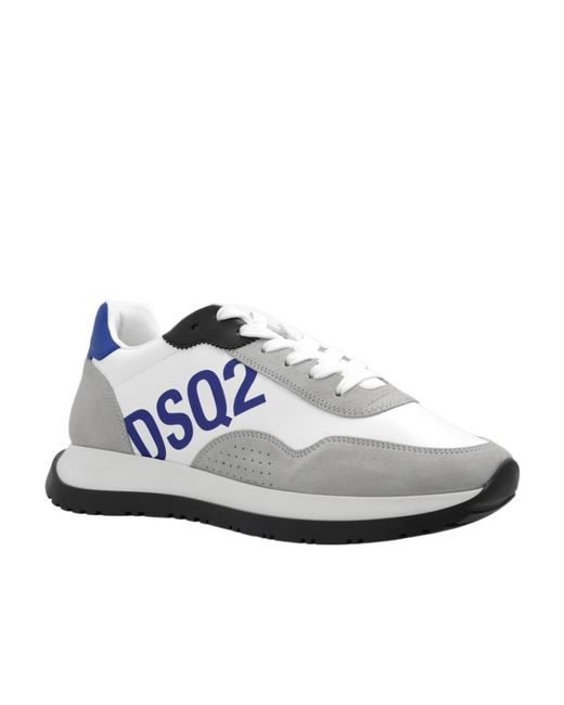 DSquared² White Logo Printed Color-Block Sneakers for men
