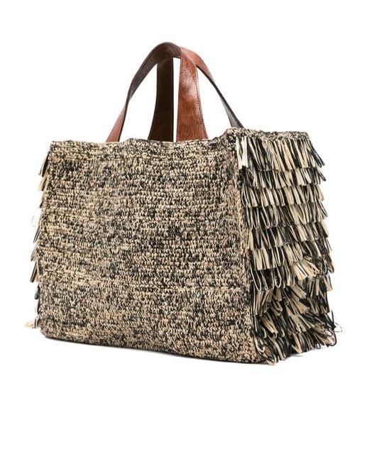 IBELIV Metallic Onja Woven Fringe Tote Bag