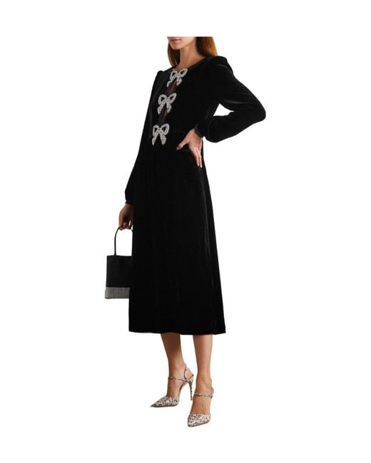 Saloni Black Velvet Dress
