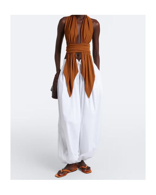 Christopher Esber Brown Scarf Halterneck Jersey Top