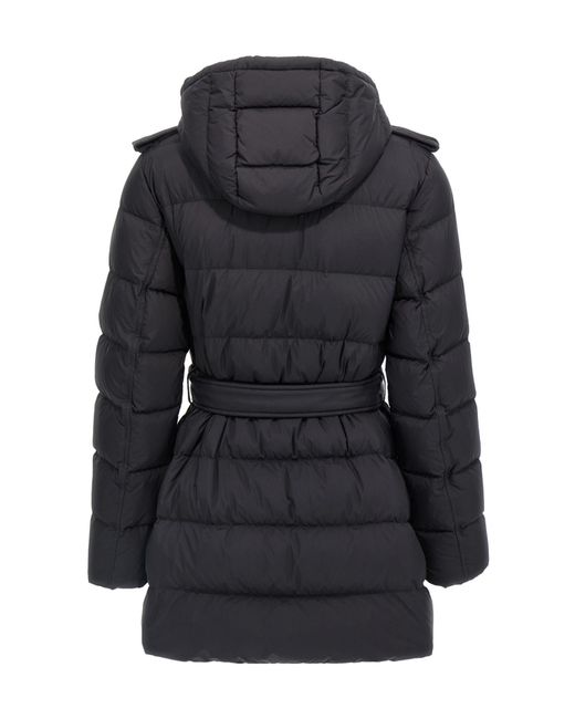 Burberry Black Double Breasted Belted Hooded Down Coat