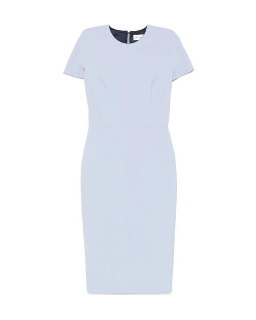 Victoria Beckham Blue Crew-Neck Midi Dress