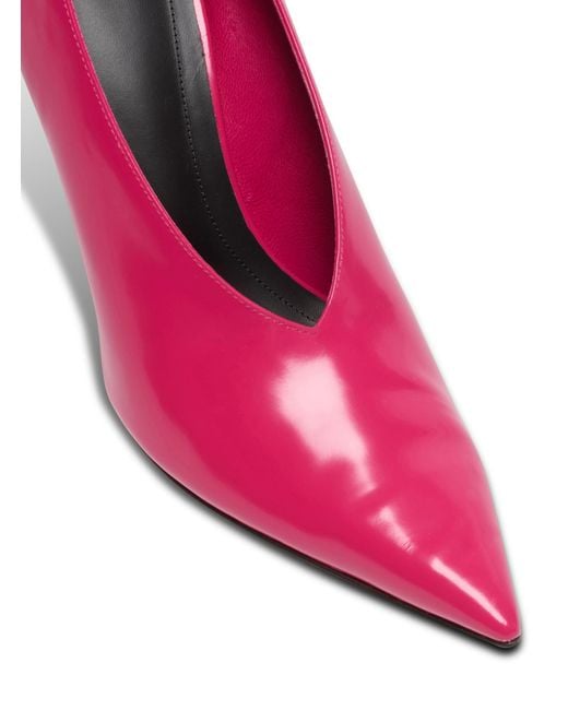 Balmain Pink Shiny Lambskin Wedge Pumps