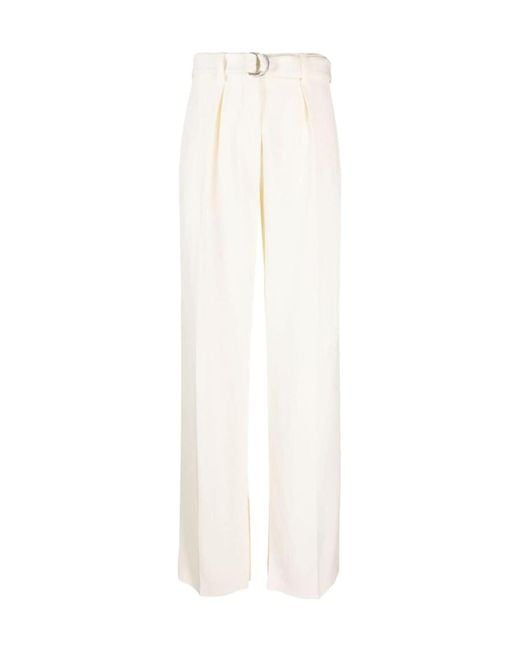Jil Sander White High Waist Wide Leg Trousers