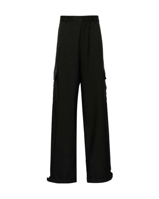 Off-White c/o Virgil Abloh Black Ow Drill Wide Leg Cargo Pants for men