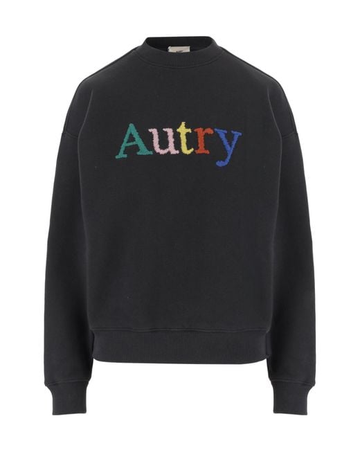 Autry Black Logo Embroidered Sweatshirt for men