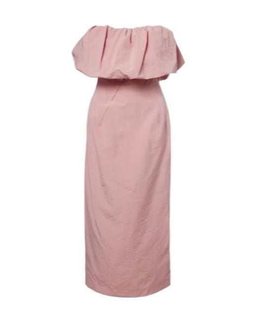 Magda Butrym Pink Off-Shoulder Cotton And Silk Midi Dress
