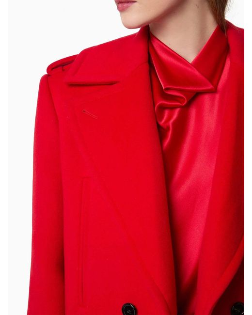 Nina Ricci Red Double-Breasted Peacoat